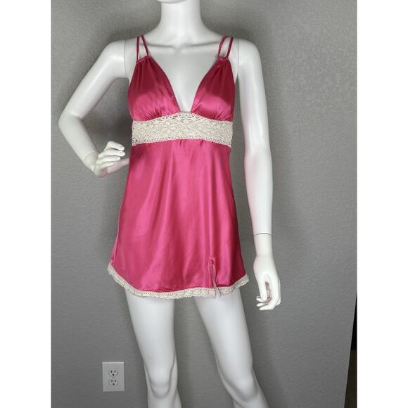 Y2K Victorias Secret Slipdress Cami Babydoll Mini Coquette Boho Hot Pink Size S - Picture 4 of 14